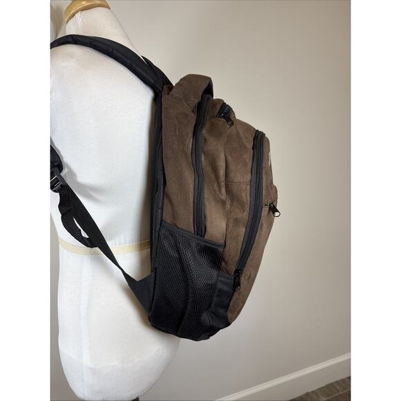 Hiram Bingham Belmond Train Brown Suede Feel Backpack Travel Daypack School Bag - Picture 4 of 12